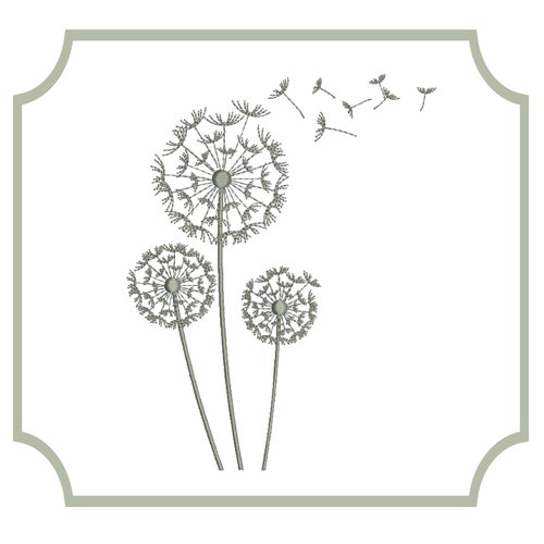 Dandelion Embroidery Design. Dandelion Machine Embroidery. Etsy