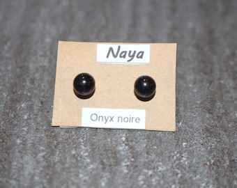 Boucle  d oreille : clous d oreille onyx noire