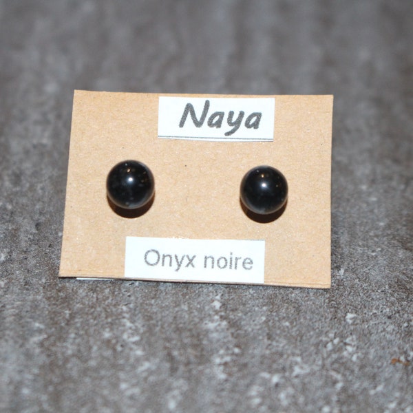 Boucle  d oreille : clous d oreille onyx noire