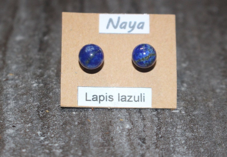 Boucle d oreille : clous lapis lazuli image 1