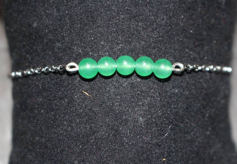 Aventurine natural stone stainless steel bracelet image 1