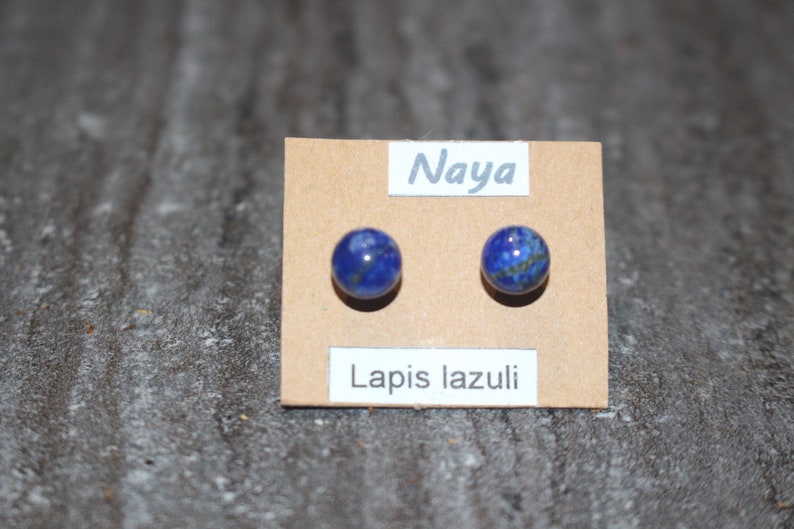 Boucle d oreille : clous lapis lazuli image 2