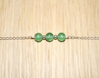 Bracelet acier inoxydable pierre naturelle Aventurine