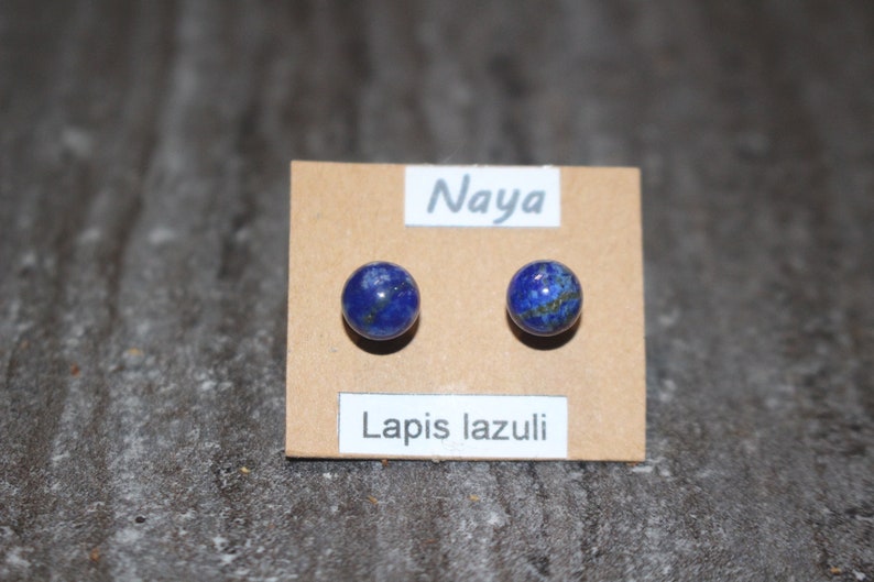 Boucle d oreille : clous lapis lazuli image 3