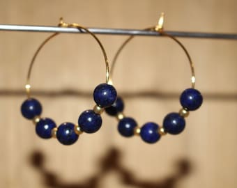 Lapis lazuli natural stone hoops