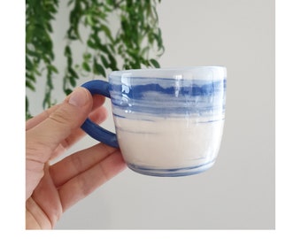 marble porcelain coffee cup set, ceramic cup and saucer, blue and white china, personalized cup, porcelain teacup, marble pattern