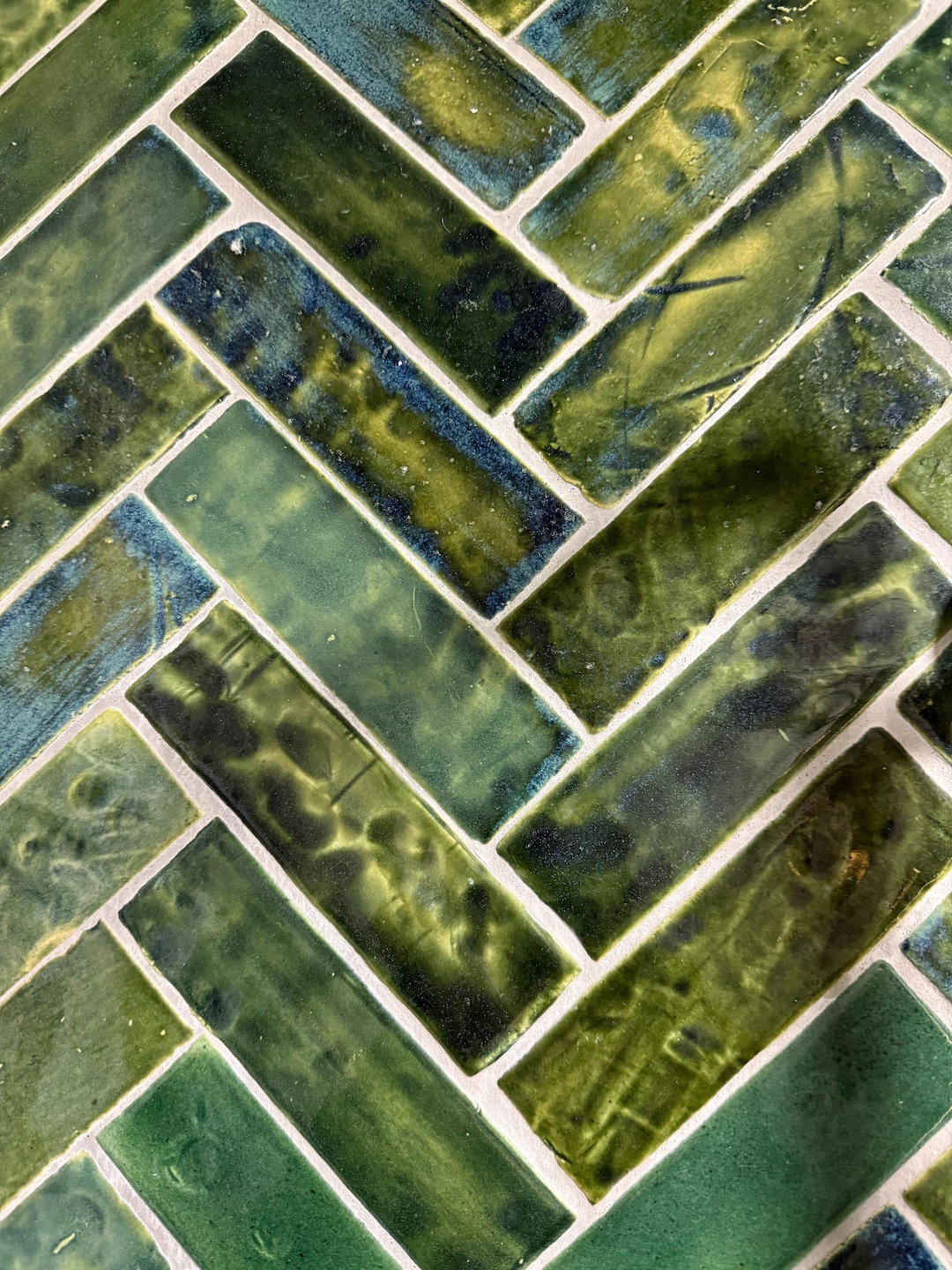 Handmade Rectangular Tiles in a Classic Bottle 0.5 Sq. M - Green Color ...