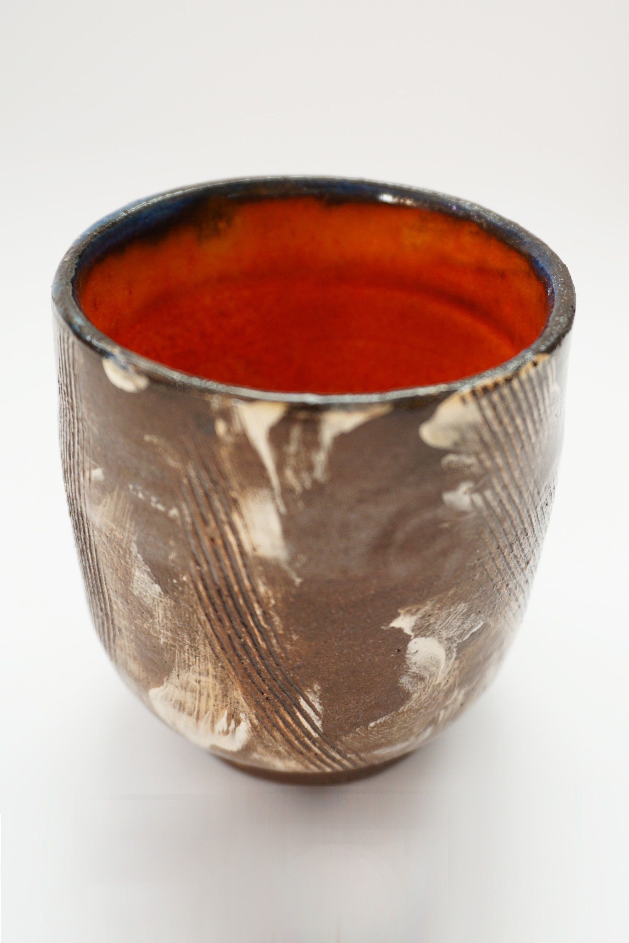 Ceramic Small Tea Cup, Pottery, Tea Ceremony Cup, Orange Cup, Wheel