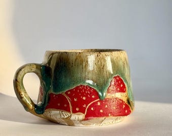 300ml ceramic cup. Speckled clay, blue running glaze, pottery, handmade, floating glaze, big mug, gift idea for him or him