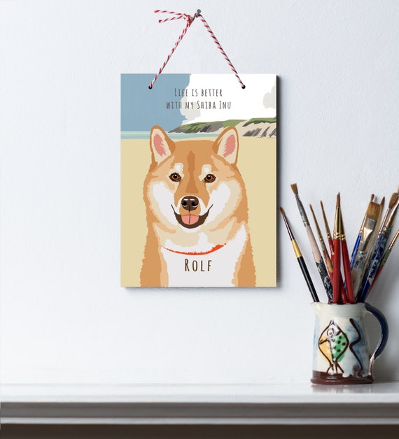 Personalised Shiba Inu Wooden Sign With String. | Etsy