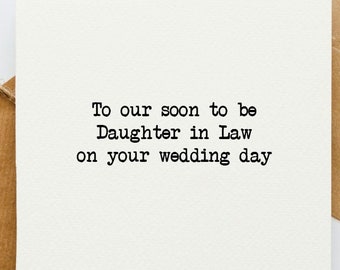 A nuestra próxima nuera el día de su boda, tarjeta de boda para nuera, futuro hijo, tarjeta de esposa de hijos,