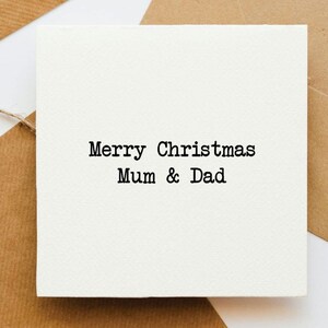 Mum & Dad Weihnachtskarte, Weihnachtsgrüße, Weihnachtswünsche, einfache Weihnachtskarte, postfertig, Mutter, Vater,