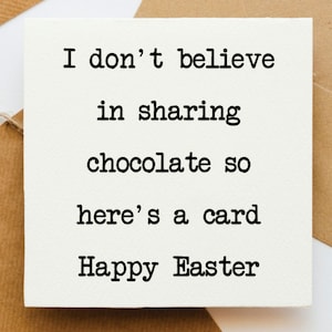 Divertente biglietto di Pasqua, biglietto di auguri di Pasqua, Buona Pasqua, auguri di Pasqua, biglietto per lui, biglietto per lei, auguri di Pasqua, cioccolato,