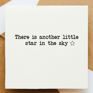 Carte étoile dans le ciel, trop belle pour la terre, en pensant à vous, perte de bébé, désolé pour votre perte, avec toutes nos condoléances, en souvenir,