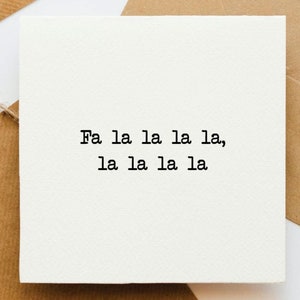 Fa la la la, kerstkaart, kerstgroeten, kerstwensen, eenvoudige kerstkaart, klaar om te posten, kaart voor vrienden, kerstkaart, hymne