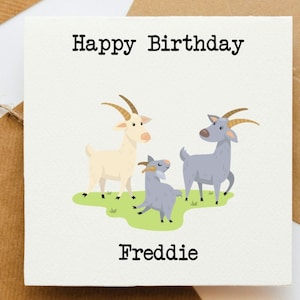 Biglietto di compleanno a tema capra, biglietto di auguri per bambini, biglietto di compleanno, biglietto di auguri, biglietto personalizzato, compleanno del bambino,