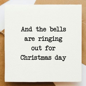 Et les cloches sonnent Carte de Noël, jolie carte de Noël, voeux de Noël, chant de Noël, jour de Noël