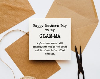 To the world you are GLAM-MA but to your family you are the world 5 x 7 FLAT CARD Mothers Day Cards Godmother Glam-ma Card To the world you are GLAM-MA but to your family you are the world 5 x 7 FLAT CARD Mothers Day Cards Godmother Glam-ma Card