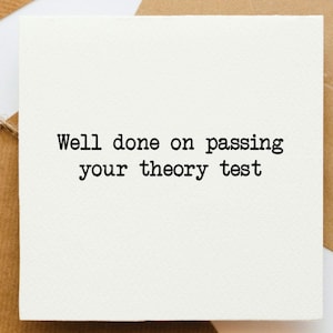 Kaart theorie-examen, geslaagd voor rijexamen, goed gedaan-kaart, felicitatiekaart, leren autorijden, geslaagd voor examen,