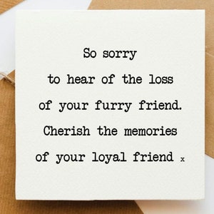 Pet sympathy card, loss of a pet, pet bereavement, sorry for your loss, thinking of you, pet condolences,