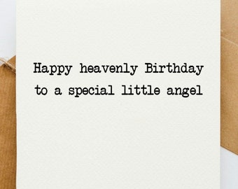 Happy heavenly Birthday card, thinking of you, card for a friend, Birthday in heaven, with sympathy, in memory, birthday angel,