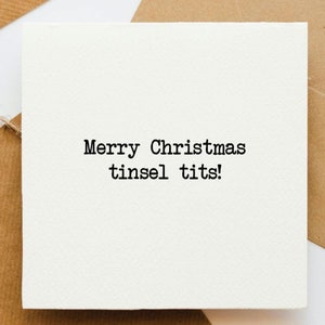 Vrolijk kerstfeest klatergoudtieten kerstkaart, grappige kerstkaart, humorkerstmis, domme kerstkaart, kaart voor haar, brutale kerst