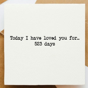 Hoy te he amado por tarjeta, tarjeta romántica, cuenta regresiva de amor, tarjeta de felicitación de aniversario, tarjeta del día de la boda, te amo,