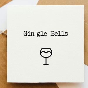 Cartolina di Natale Gi-gle Bells, cartolina di Natale divertente, Natale umoristico, Natale alcolico, bevanda natalizia, amante del gin,