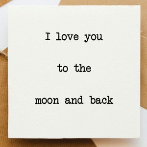 Ti amo alla luna e ritorno, biglietto per lei, biglietto per lui, biglietto d'amore, espressione d'amore, ti amo, biglietto per loro, luna e ritorno