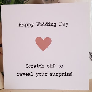 Carte à gratter et révéler le jour du mariage, cadeau surprise, carte à gratter, cadeau personnalisé, message secret, message caché, cadeau révélé, cadeau unique