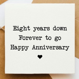 Cartão de aniversário de oito anos, cartão para ela, cartão para ele, cartão para namorado, cartão para namorada, cartão romântico, cartão de amor, 8 anos,