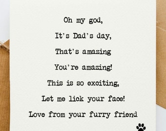 Father's Day card from the dog, card for Dad, Father's Day Card, card for Father, funny card, cheeky fathers day card, from the fur baby,