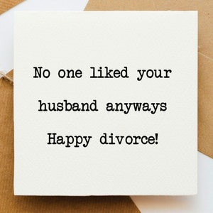 Carte de divorce heureux, fête de divorce, carte optimiste, carte pour elle, carte pour amie, carte de positivité, carte édifiante, carte amusante, séparation