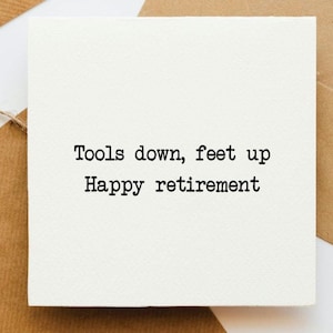Retirement card, happy retirement, finishing work, card for work colleague, happy retirement, retire, end of work,