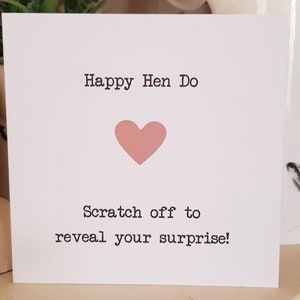 Hen do Rubbelkarte, Überraschungsgeschenk, Rubbelkarte, personalisiertes Geschenk, geheime Botschaft, versteckte Botschaft, Geschenk offenlegen, einzigartiges Geschenk