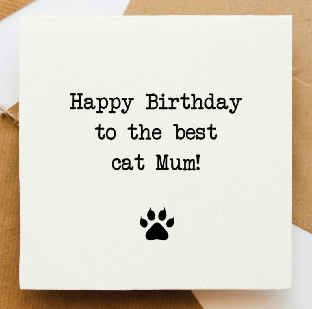Best Cat Mum Birthday Card, Card for Her, Cute Card, Sweet Card ...