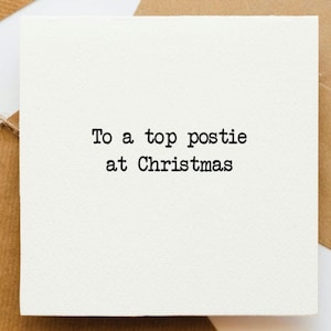 Postie Christmas card, postino, postino, postina, biglietto d'auguri, auguri di Natale, grazie, ufficio postale, consegna, posta,