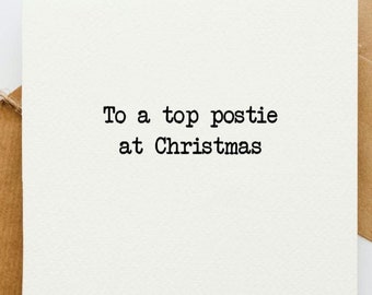 Postie Christmas card, postal worker, post man, postlady, greetings card, Christmas greetings, thank you, post office, delivery, mail,