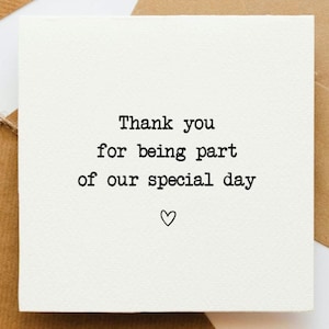 Gracias por ser parte de nuestra tarjeta de día especial, día de la boda, novios, agradecimientos de boda, tarjeta de agradecimiento, invitado a la boda, gracias,