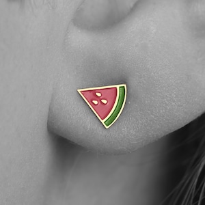 kleine Melonen Ohrstecker - 14K massiv Goldschmuck, minimalistischer Schmuck, elegante Ohrstecker, schönes Geschenk