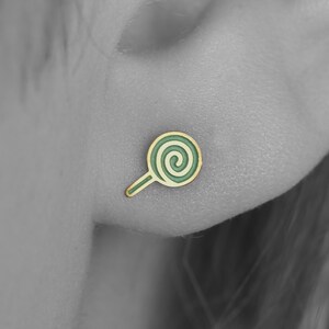 kleine lollipop Ohrstecker - 14K massiv Goldschmuck, minimalistischer Schmuck, elegante Ohrstecker, schönes Geschenk
