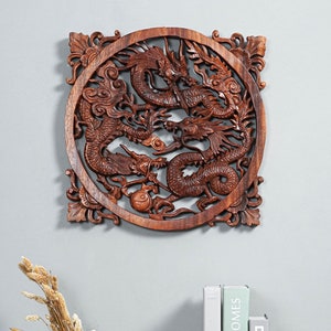 Chinese Dragon Wall Decor, Dragon Wall Art, Wood Carving, Chinese Dragon, Hand Carved, Mystical Animal, Handmade Decor, Christmas Ornaments