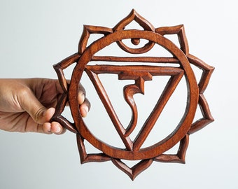 Solar Plexus Chakra-prydnad, Manipura Chakra-figur, handskuren, trämandala-väggdekor, andlig konst, rumsdekor, födelsedagspresent