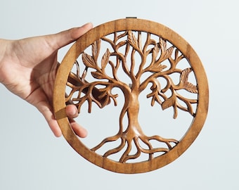 Tree of life Medallion, Wall Art, Wall Decor, Wood Wall Decoration, Unique, Handicraft Statue, Wood Carving, Office Decor, Gift for Mother