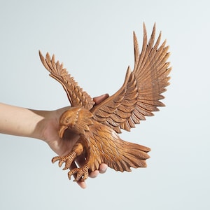 Eagle Wall Art, Wooden Bird Statue, Unique Sculpture, Wood Carving, Handmade Decor, Housewarming, Rustic Decor, Birthday Gift for Dad