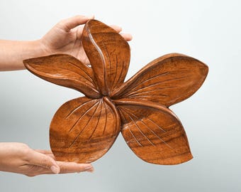 Frangipani Flower Wall Art, Wooden Decor, Wood Carving, Wooden Plumeria Flower, Christmas Decoration, Gift Idea, Birthday Gift, Gift for Mom
