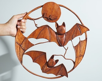 Flying Bat Wall Art, Wooden Bird Statue, Unique Sculpture, Wood Carving Wall Art, Wall Hangings, Dorm Decoration, Housewarming Gift