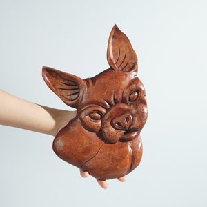 Chihuahua Wall Decor, Wall Art, Dog Statue, Figurine, Animal Sculpture, Room Decoration, Wood Carving,  House Decor, Father birthday gift
