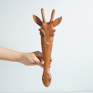 Giraffe Head Wall Art, Animal Statue, Ornament, Wood Wall Art, Decorative, Wood Carving, African Decor, Room Decoration, Christmas Gift