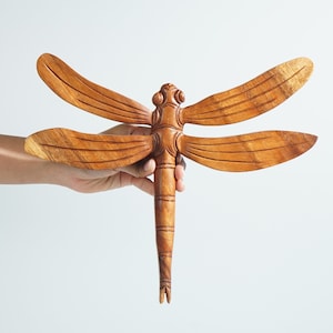 Dragonfly Wall Décor, Animal Hanging Wall Art, Wood Wall Art, Natural, Wooden Dragonfly, Tropical Decor, Animal Statue, Gift for Mother